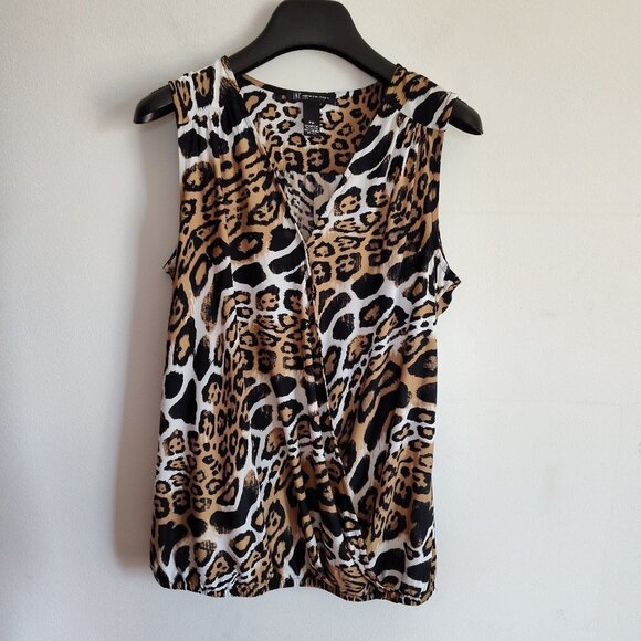 Ladies Petite SZ PM INC Black/White/Taupe Animal Print Sleeveless Knit … - Picture 1 of 3